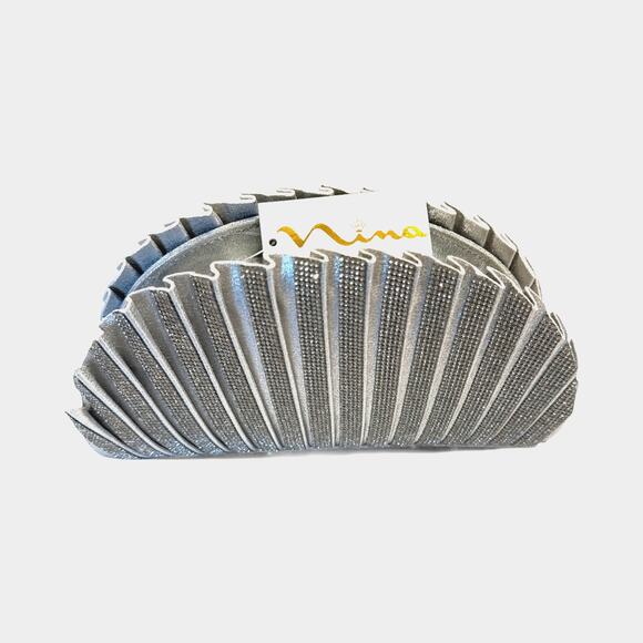 Nina Astor Silver Sparling Clutch Evening Bag - Picture 1 of 8